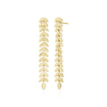 14K Yellow Gold Long Leaf Drop Earrings by Miss Mimi