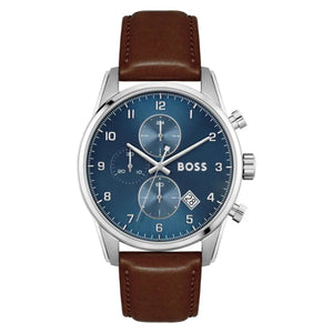 Men's Hugo Boss "Skymaster" Chronograph Brown Leather Strap