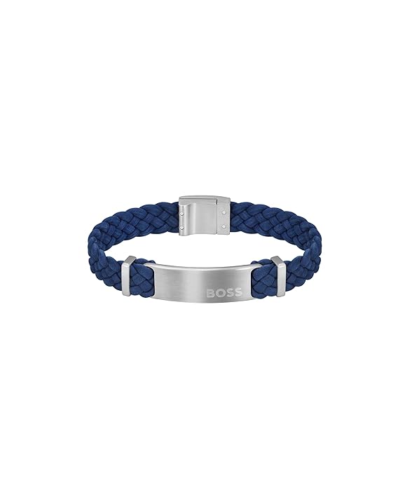 Hugo Boss "Dylan" Blue Braided Leather Bracelet