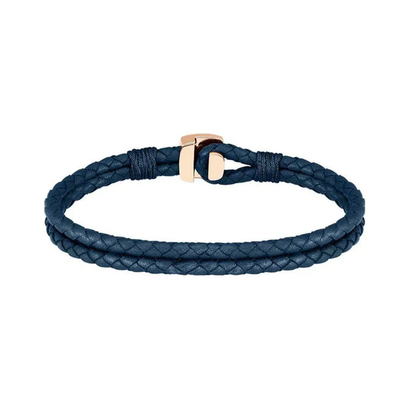 Hugo Boss  Navy Leather Braided Bracelet