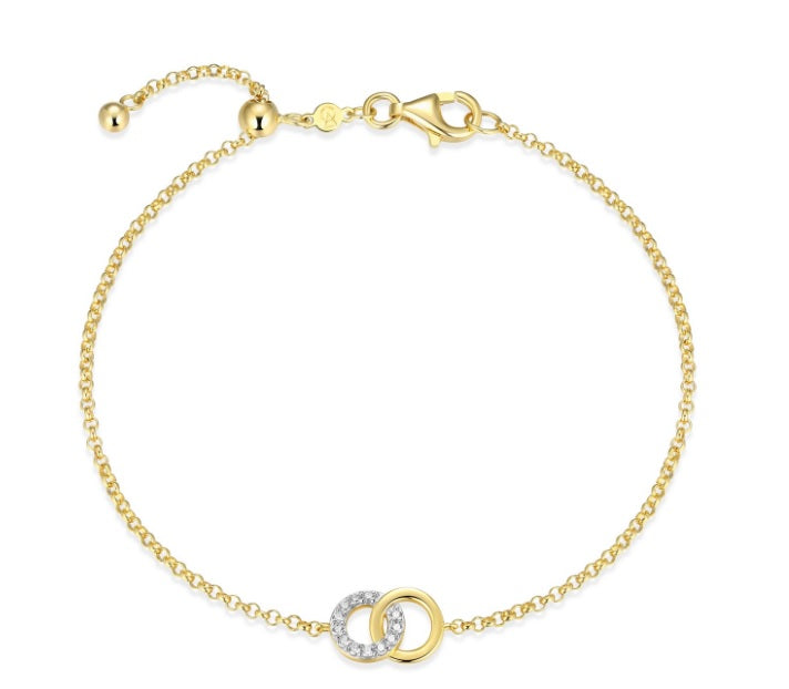 Gold Plated Lab Diamond Double Circle Bracelet by Monte Luna | 0.096ctw