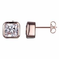 Rose Gold Plated Cubic Zirconia Stud Earrings by Reign