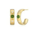 Sterling Silver Gold Plated Hoops with Jade and Cubic Zirconia by Reign