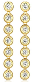 Sterling Silver Gold Plated Long Drop Cubic Zirconia Earrings By Reign