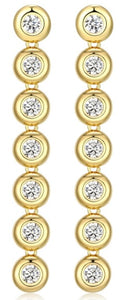 Sterling Silver Gold Plated Long Drop Cubic Zirconia Earrings By Reign