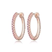 Rose Gold Plated Pink Cubic Zirconia Hoops by ELLE