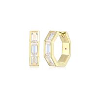 Sterling Silver Gold Plated Baguette Cut Cubic Zirconia Hoops by ELLE