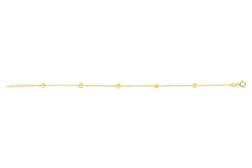 10K Yellow Gold Multi Heart Bracelet