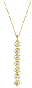 Sterling Silver Gold Plated Long Drop Cubic Zirconia Necklace