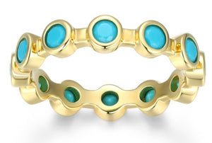 Sterling Silver Gold Plated Turquoise Eternity Ring by Reign