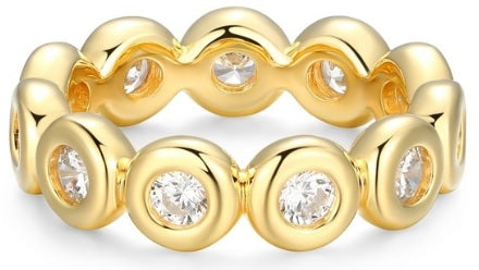 Sterling Silver Gold Plated Cubic Zirconia Eternity Band