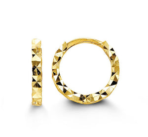 10K Yellow Gold Diamond Cut Huggies