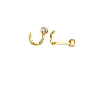 14K Yellow Gold Cubic Zirconia Nose Ring