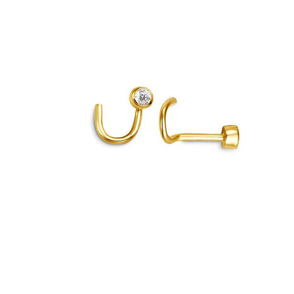 14K Yellow Gold Cubic Zirconia Nose Ring