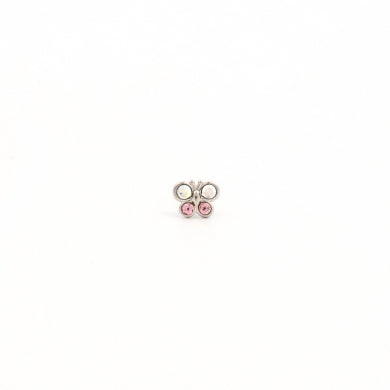 Single 14K White Gold Butterfly Stud