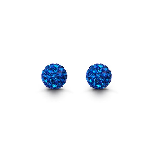 Sterling Silver Blue Crystal Ball Earrings