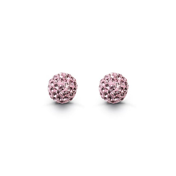 Sterling Silver Pink Crystal Ball Earrings