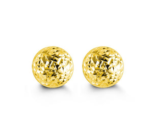 10K Yellow Gold Diamond Cut Ball Studs 7mm