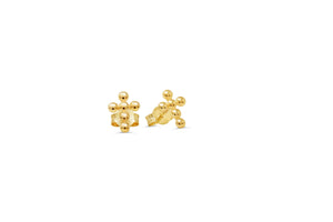 10K Yellow Gold Cross Stud Earrings