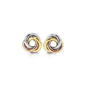 10K Tri-Gold Love Knot Stud Earrings