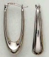 10K White Gold Elongated Teardrop Hoop Earrings