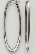 10K White Gold Oval Hoops