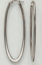 10K White Gold Oval Hoops