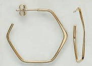 10K Yellow Gold Pentagon Hoops