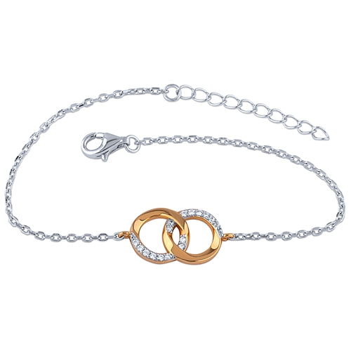 Sterling Silver and Gold Plated Circle Bracelet with Cubic Zirconia