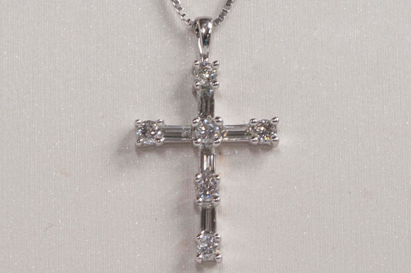 14K Genuine Diamond Cross Pendant