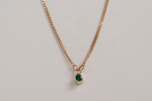 10K Yellow Gold Custom Genuine Emerald Necklace