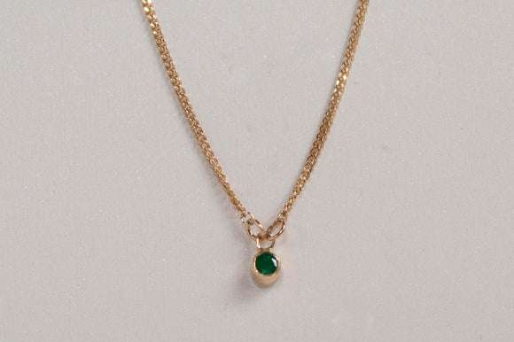 10K Yellow Gold Custom Genuine Emerald Necklace