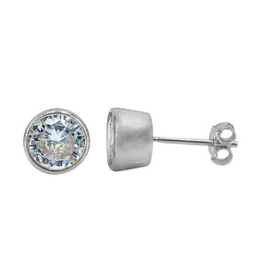 6mm Bezel Set Cubic Zirconia Stud Earrings