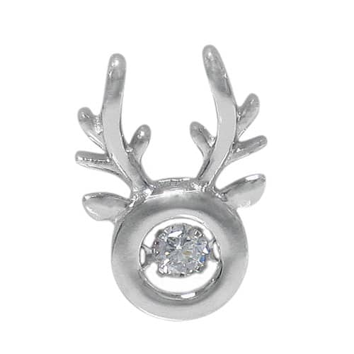 Sterling Silver Reindeer Pendant with Cubic Zirconia
