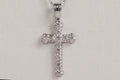 14K White Gold Diamond Cross Pendant