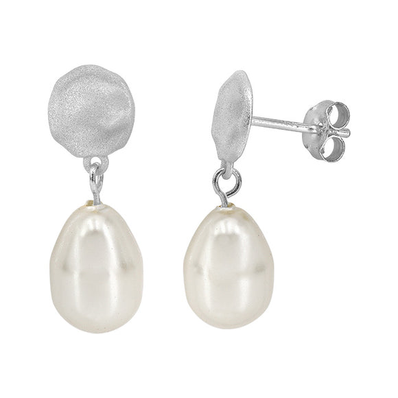 Sterling Silver Tear Drop Pearl Earrings