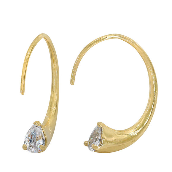 Gold Plated Hook Earrings with Cubic Zirconia