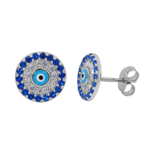 Sterling Silver Evil Eye Stud Earrings