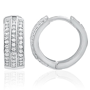 Sterling Silver Huggy Earrings with CZ