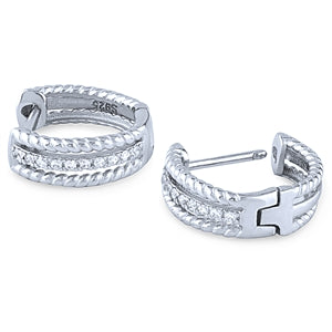 Sterling Silver Huggie Earrings with Cubic Zirconia