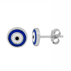 Sterling Silver Evil Eye Stud Earrings