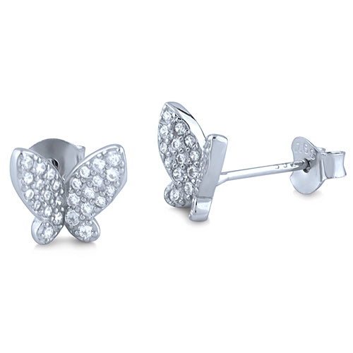 Sterling Silver Butterfly Stud Earrings