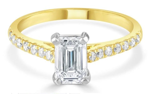 1.33ctw Emerald Cut Lab Grown Diamond Engagement Ring