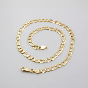 Sterling Silver Gold Plated Flat Figaro Bracelet | 9"