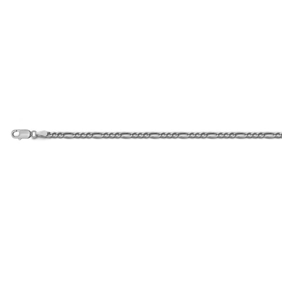 Sterling Silver Rhodium Plated Figaro Chain | 20