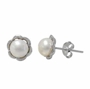 Sterling Silver Synthetic Pearl Studs