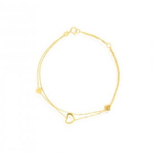 10K Yellow Gold Double Strand Hearts Bracelet