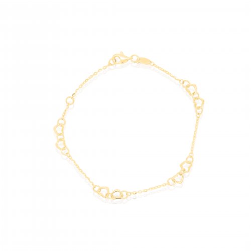 10K Yellow Gold Linked Hearts Bracelet