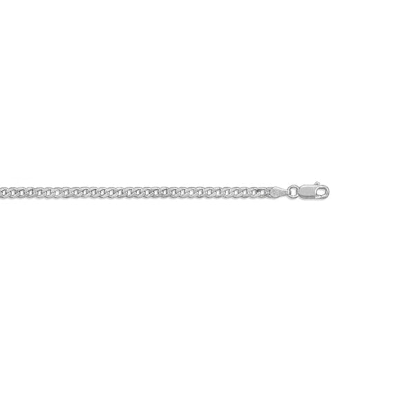 Sterling Silver Rhodium Plated Curb Chain | 22