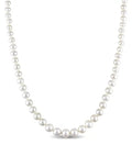14K White Gold Graduated Cultured Pearl Strand Necklace